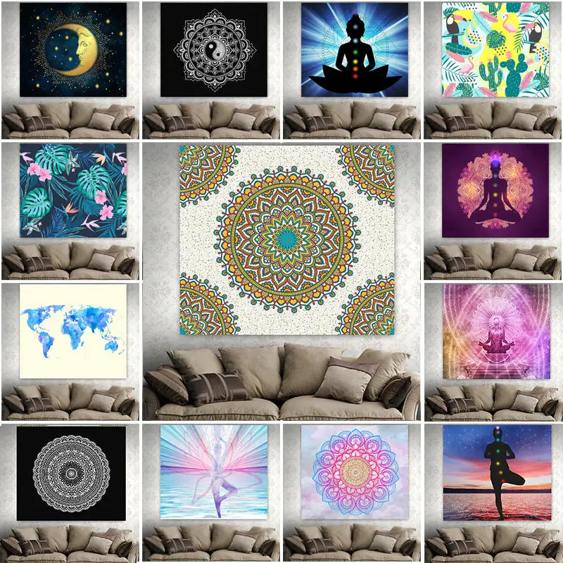 

Fashion Psychedelic Cover Decoration Tapestry Buddha Polyester New Arrival Mandala Tapestry Wall Hanging Home Decor