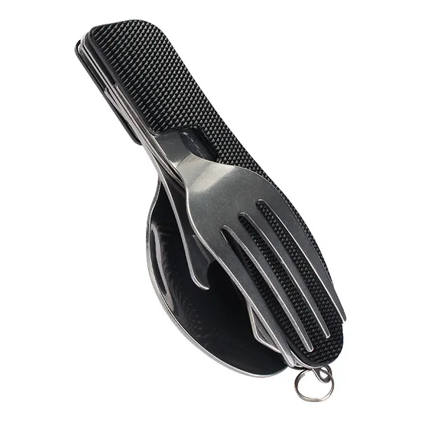 

4 in 1 Folding Cutlery Portable Tools Outdoor Camping Picnic Tableware Stainless Steel Survival Set Knife Fork Spoon Bottle