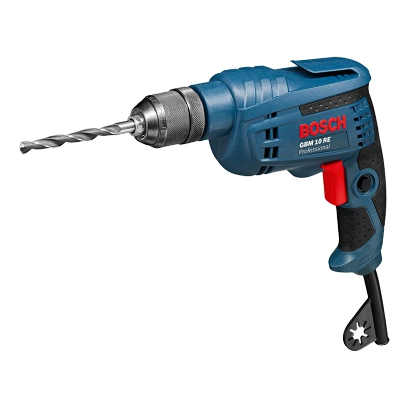 Дрель электрическая Bosch GBM 10 RE (600) (Мощность 500 Вт, крутящий момент 9.5 Нм, реверс, скорость 2100 об/мин, диаметр патрона 1-10 мм)