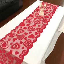 Rojo Encaje Vintage corredor de la tabla de tapetes de forma de corazón de caminos de mesa impresos casa moderna mesa para Banquete de hotel Decoración