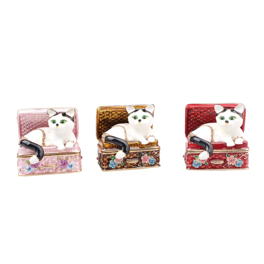 Bejeweled Kitty Trinket Box, Cat Figurine, Ring Holder, Necklace, Earring, Birthday Gift