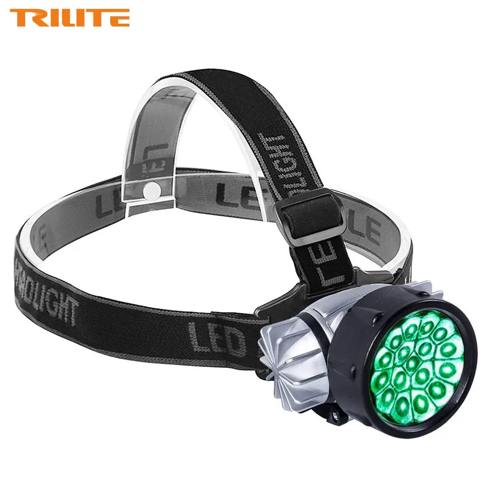 

17-Bulb LED Green Headlamp High Intensity Grow Room Headlight without Battery Low/Middle/Bright/Strobe LED Head Lamp