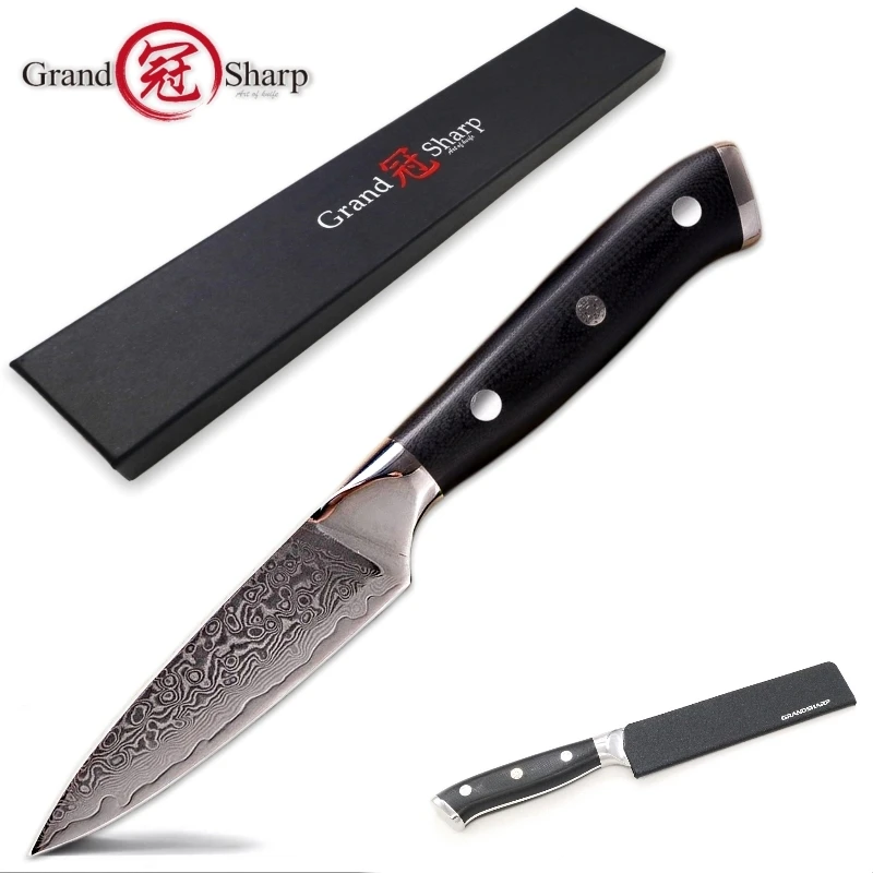 

NEW Damascus Paring knife 3.5" Japanese Damascus Stainless Steel VG-10 Mosaic Rivet G10 Handle Peeling Fruit Kitchen Chef Knife