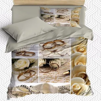

Else 4 Piece Brown Engagement Wedding Marriage Rings 3D Print Cotton Satin Single Duvet Cover Bedding Set Pillow Case Bed Sheet