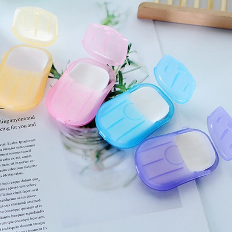 

20PCS Outdoor Travel Soap Paper Portable Mini Paper Soap Washing Hand Bath Clean Scented Disposable Boxe