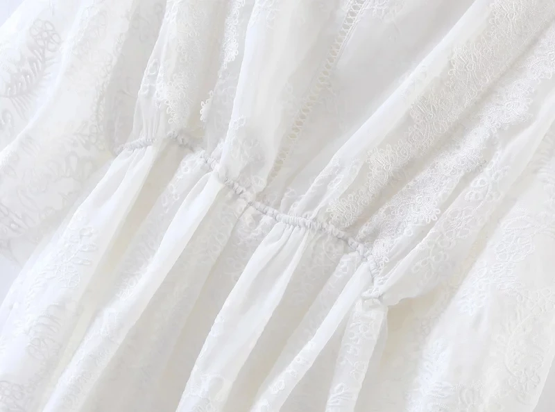 Увядшее летнее платье vestidos винтажное белое кружевное Открытое платье с рукавами летучая мышь на спине с сборкой талии для вечеринки женское платье размера плюс