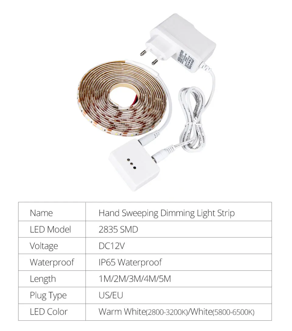EeeToo светодиодный Ночной светильник с датчиком, ручной волновой развертки под шкаф, светильник DC 12 В, датчик движения, ночник, кухонный шкаф, барный светильник s Home