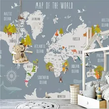 Custom 3d wallpaper mural original cartoon world map children's room background wall - high-grade waterproof material Custom 3d wallpaper mural original cartoon world map children's room background wall - high-grade waterproof material