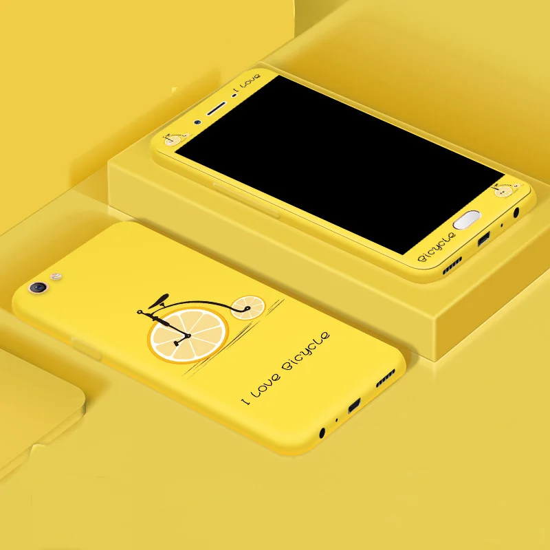 

360 Case for OPPO R9 R9S R9 Plus R9S Plus F1 Plus F3 Plus Case Soft Color Printed Back Cover with Matched Tempered Glass