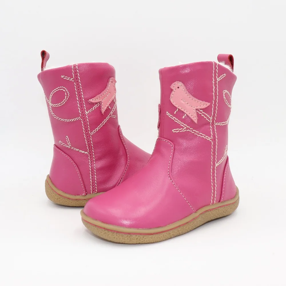 TipsieToes Топ бренд Босиком из натуральной кожи для маленьких девочек детская обувь для модные зимние сапоги