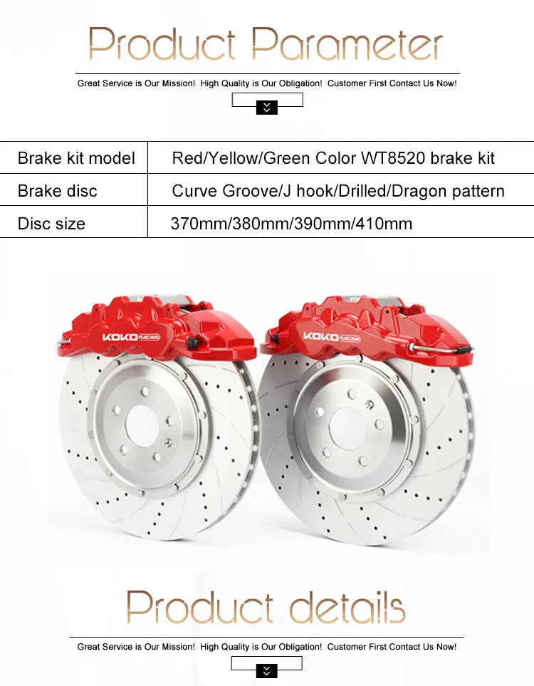 KOKO Racing с использованием автомобили тормозной системы WT8520 тормозной комплект 6 горшок тормозной суппорт 18 дюймов переднее колесо для Киа Стингер(GT