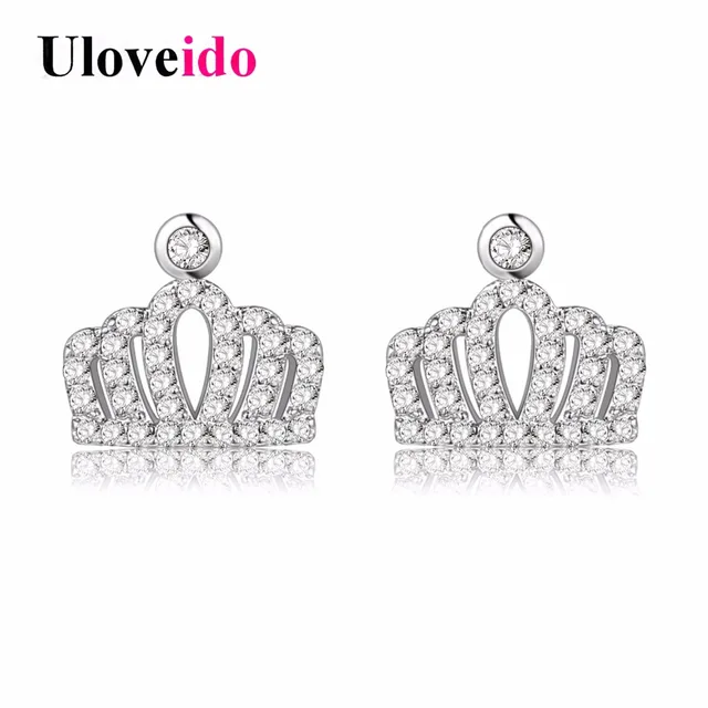 Uloveido Pair Of Princess Crown Cubic Zirconia Earrings Children Uloveido Pair Of Princess Crown Cubic Zirconia Earrings Children Back Baby S Stud Fashion Jewelry