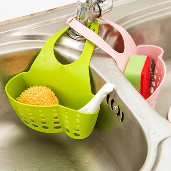 

1707 Portable Sponge adjustable snap type storage tank tap hanging basket bag hanging rack drainboard Kitchen Gadgets Accessorie
