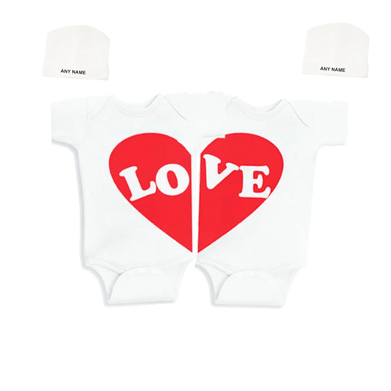 

Culbutomind 0-24M Cotton Infant Baby Boy Girl Playsuit LOVE Romper Jumpsuit Clothes Outfit Babies Twins Rompers with Custom Cap