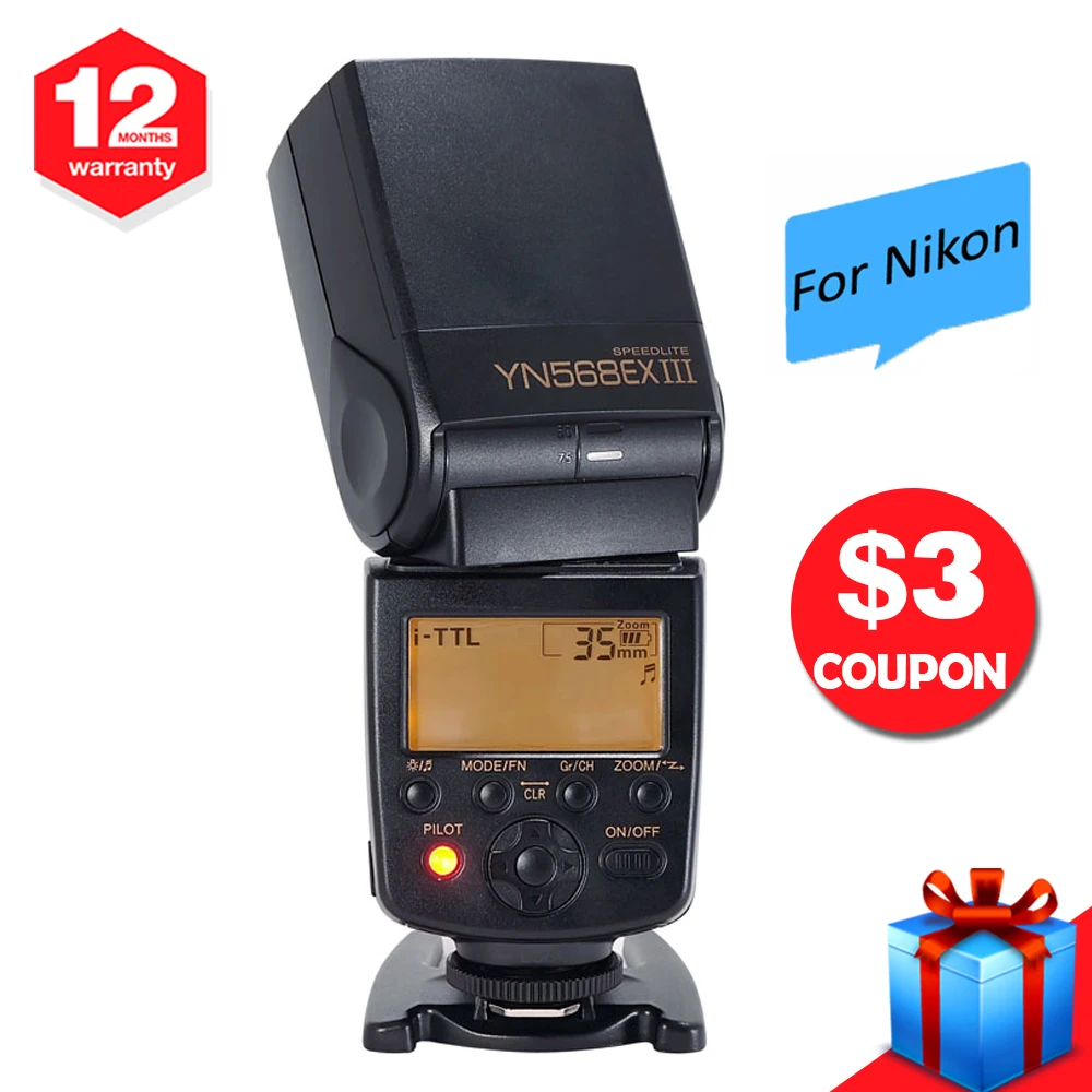 

Yongnuo YN568EX III YN-568EX III 2.4G TTL High Speed Sync Wireless Flash Speedlite For Nikon D3100 D3200 D5000 D5300 D7100 D7200