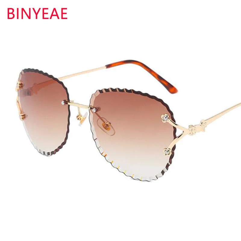 

Luxury Rimless Sunglasses Women's Brands Clear Lens Oversized Vintage Shades Sun Glasses For Women Female Transparent Eyeglasses
