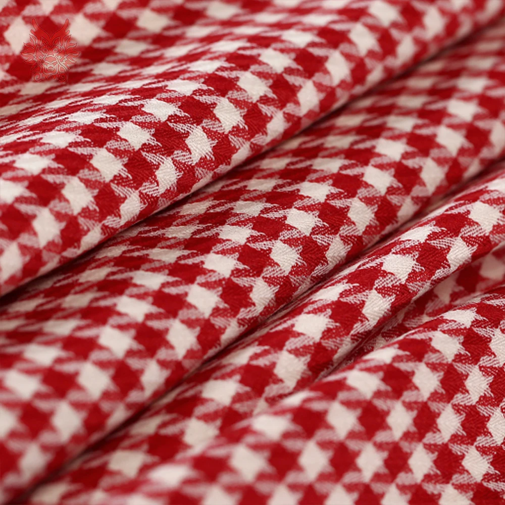 Американский стиль шерсть ткань одежда для зимнее пальто Красный Белый Хаундстут Геометрическая шерстяная ткань tissu tecidos telas SP5673