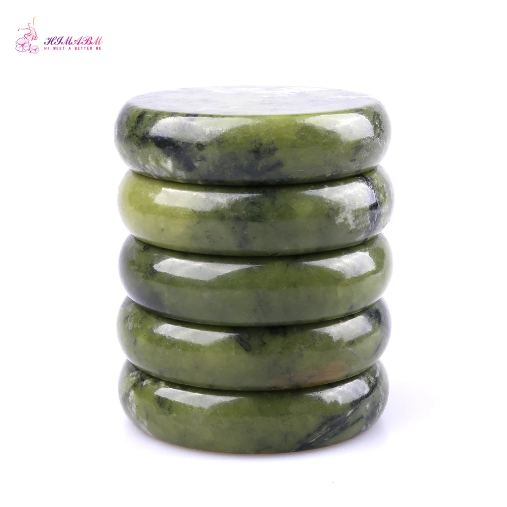 HIMABM 5 Pieces Natural Green Xiuyan Jade Hot Spa Basalt Stone Massage Basalt Stone Lava Rocks 80*80*20mm wholesale HIMABM 5 Pieces Natural Green Xiuyan Jade Hot Spa Basalt Stone Massage Basalt Stone Lava Rocks 80*80*20mm wholesale