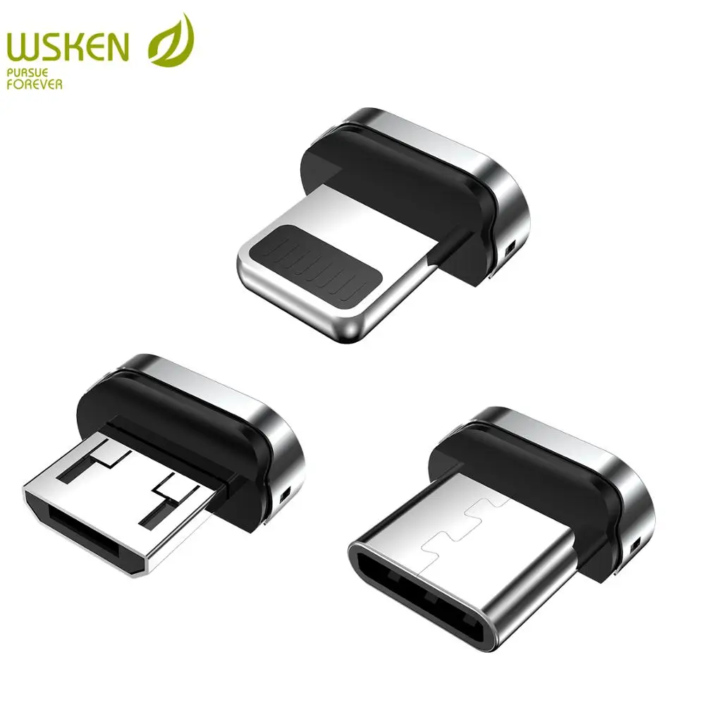 

WSKEN Magnetic Plug for Magnetic Cable of USB Type C Micro USB Cable for iPhone Magnetic Charging Wire for USB C cable (No Wire)