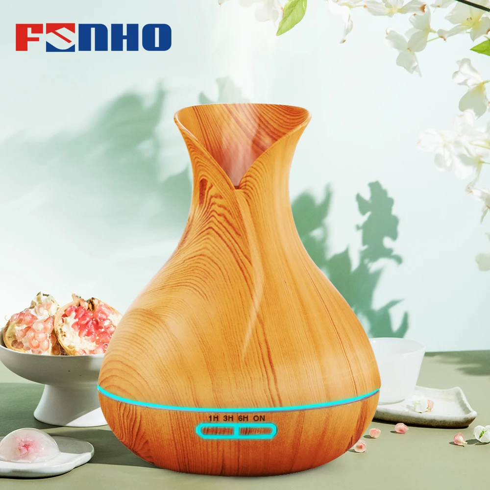 

FUNHO 400ml Wood Grain Air Humidifier Aroma Diffuser Essential Oil Diffuser Humidificador 7 LED Night Light Change for Home 217
