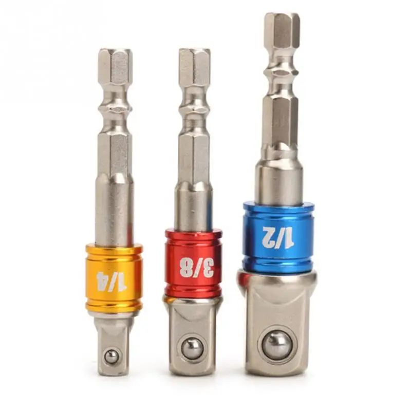 

new 3Pcs/Set 1/4" 3/8" 1/2" Hex Power Drill Socket Wrench Adapter Extension Drill Bits Bar Hex Bit Set For Electric Power Tools