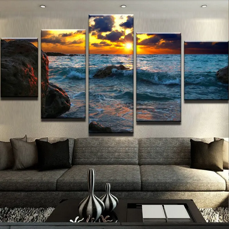 

Modular Pictures 5 Pieces Sunrise Landscape Painting Canvas HD Prints For Living Room Wall Art Home Decorative Modern Artwork