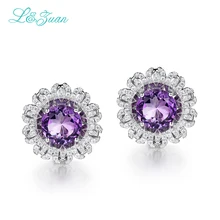 l&zuan 925 Sterling Silver Trendy 5.96ct Natural Amethyst halloween decoration Fine Jewelry Earrings For Women