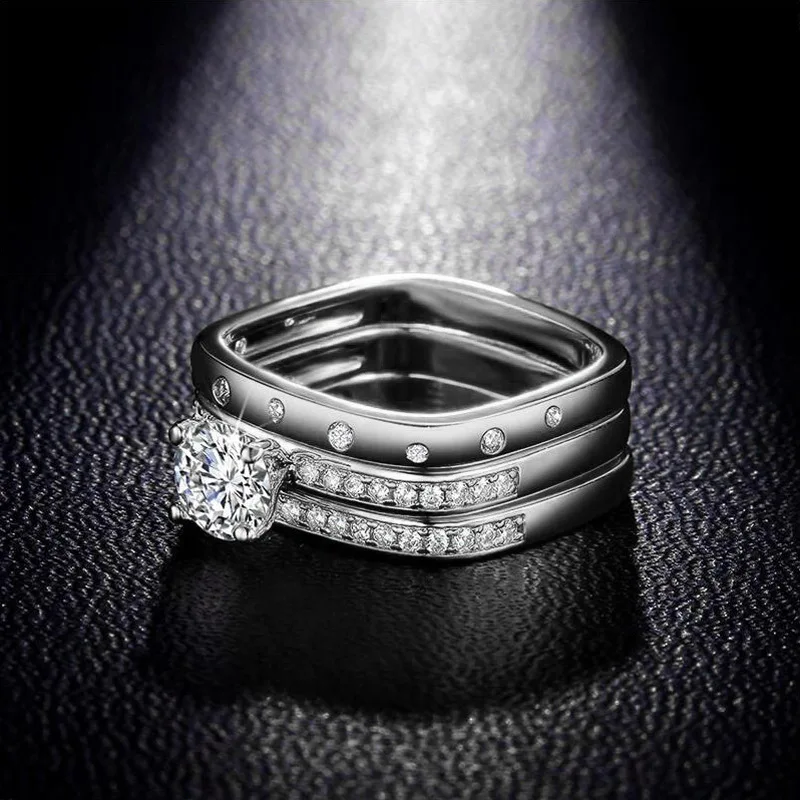 Европейское Серебро 925 пробы 3 кольцо из элементов кольцо женский Кристалл от Swarovski простой темперамент Дикая мода ювелирные изделия