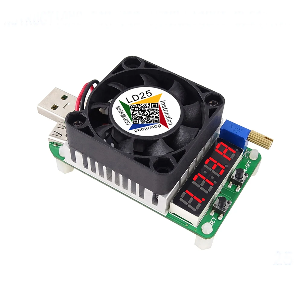 LD25 font b Electronic b font Load resistor USB Interface Discharge battery test LED display fan