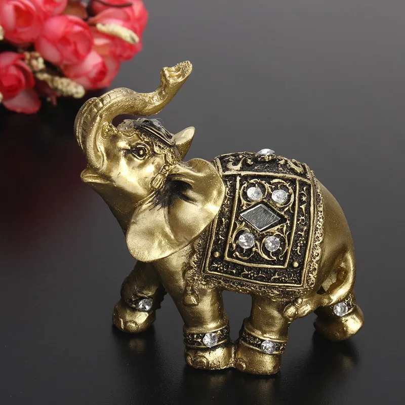 Caliente exquisito Feng Shui elegante estatua de elefante suerte riqueza estatuilla adornos regalo para el hogar Oficina Decoración de escritorio artesanías