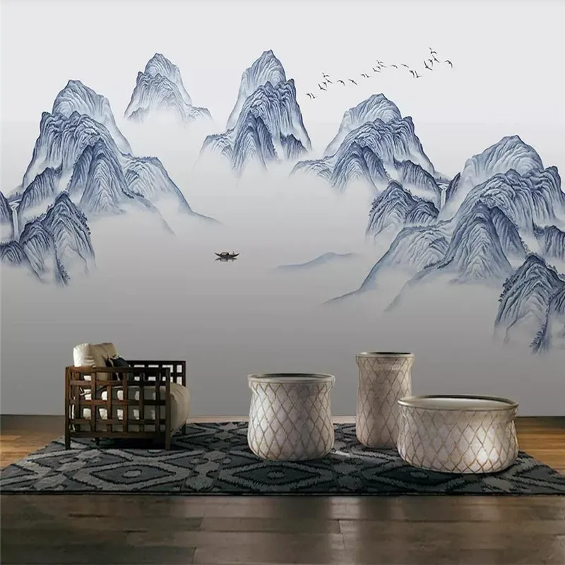 New Ink Artistry Landscape Water Wall Professional Production Mural Factory Wholesale Wallpaper Mural Poster Photo Wall New Ink Artistry Landscape Water Wall Professional Production Mural Factory Wholesale Wallpaper Mural Poster Photo Wall