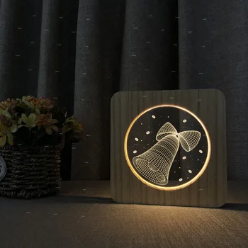 

The bell 3D Wooden acrylic night lamps as children's Day gift bedroom decor