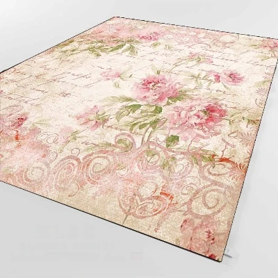 Else, розовые цветы, винтажные, записанные, 3d принт, Нескользящие, микрофибра, для гостиной, декоративные, современные, моющиеся, коврик