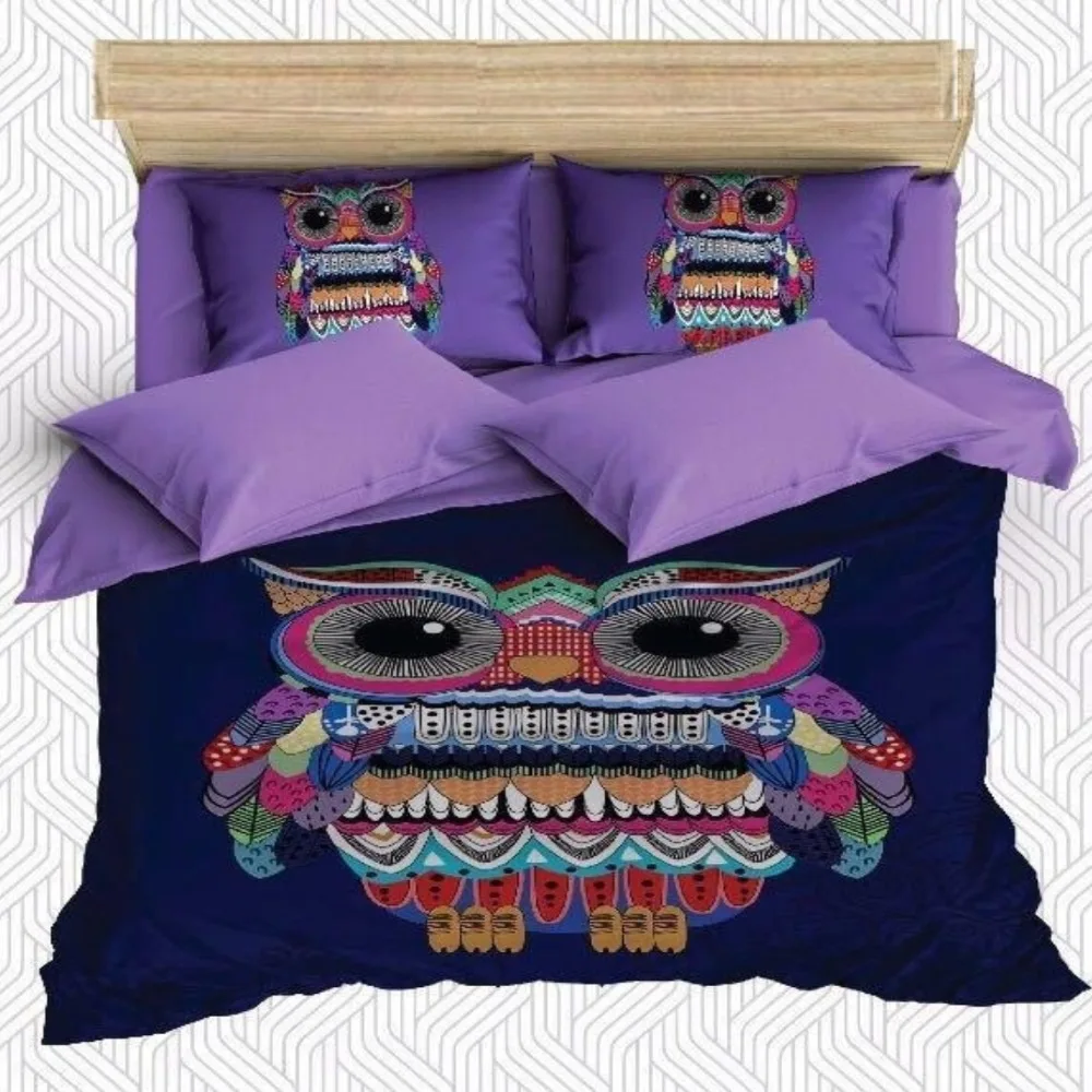 Anders 6 Stuk Blue Floor Kleur Zoete Etnische Aztec Uilen 3D Print Katoen Satijn Dubbele Dekbedovertrek Beddengoed Set Kussen case Laken Anders 6 Stuk Blue Floor Kleur Zoete Etnische Aztec Uilen 3D Print Katoen Satijn Dubbele Dekbedovertrek Beddengoed Set Kussen case Laken