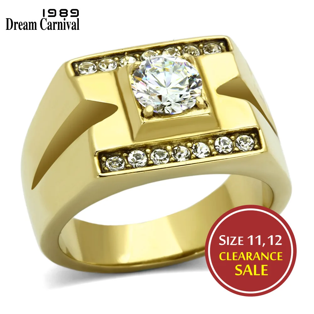 DreamCarnival 1989 Big Discount Clearance Size 11, 12 Big Sizes Rings for Men Women Stainless Steel Classic Bold Design Ring