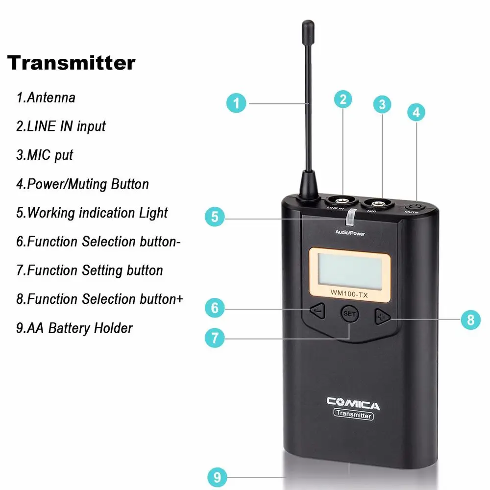 COMICA CVM WM100 UHF 48 каналов 100 м рабочее расстояние Всенаправленный беспроводной