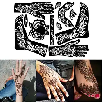 

1 Sheet Henna Tattoo Templates Hands Feet Leg Arm Airbrushing Tattooing Templates Professional Temporary Mehndi Body Painting