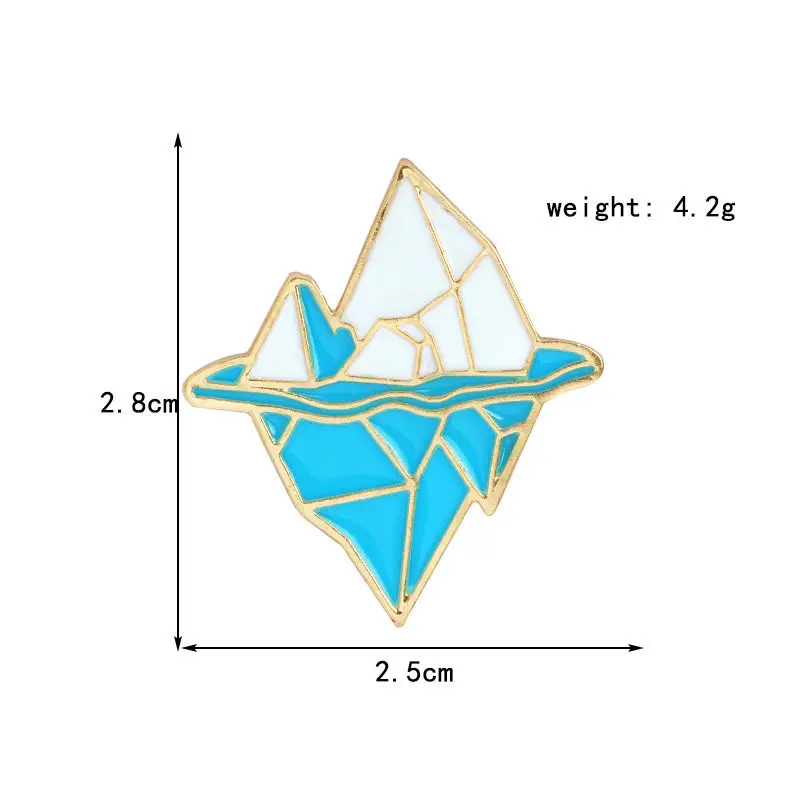 1 PC Zinc Alloy Badge Iceberg Sea Wave Enamel Button On Brooch Blue White Clothes Lapel Jacket Coat Decoration Gift For Boy Girl