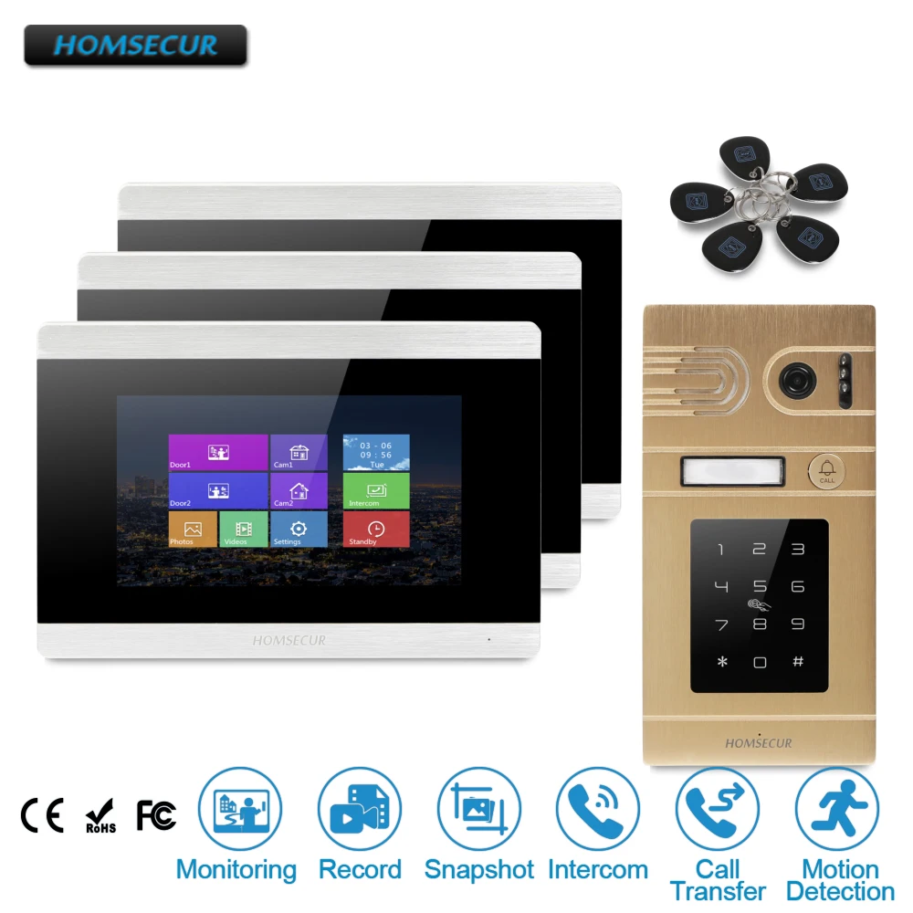 

HOMSECUR 7" Wired Hands-free Video Door Phone Intercom System with Golden Camera BC071-G + BM715-S