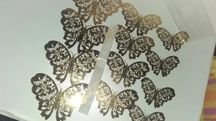 3D Wallpaper Butterfly Hollow Wall Stickers for Fridge - 12 Pcs