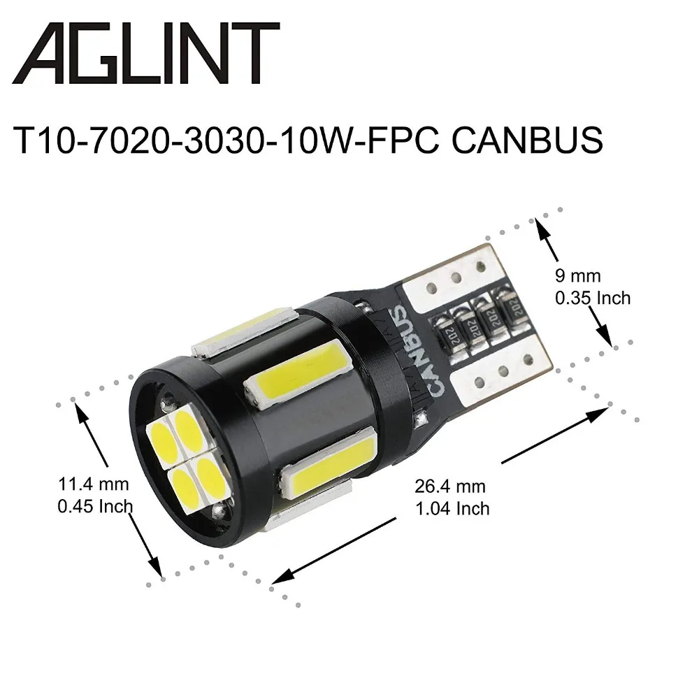 AGLINT 2 шт. T10 5W5 194 Светодиодный лампочки CANBUS 7020+ 3030 светодиодный 10 чипы авто Интерьер светильник белый 12V для Mercedes Benz W211 тюнинг W210 W221