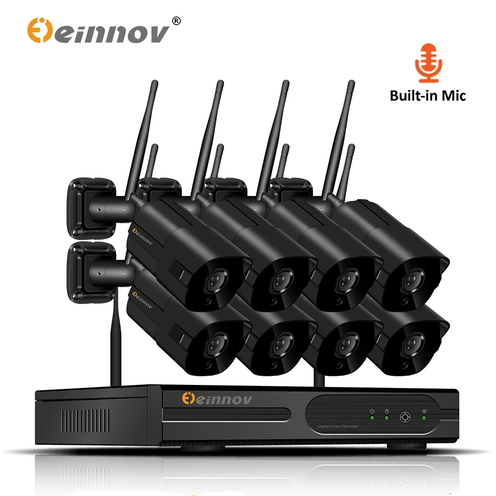 

Einnov 2MP 1080P Video Surveillance Kit IP Camera Home Wireless Security Camera System 8CH CCTV NVR Set IR Light Waterproof HD