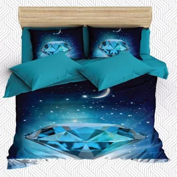 

Else 6 Piece Night Moon Star Galaxy Diamond Jewelery 3D Print Cotton Satin Double Duvet Cover Bedding Set Pillow Case Bed Sheet