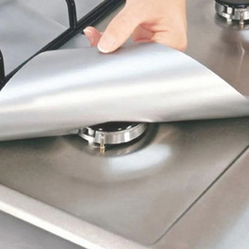 

8x Universal Oven LinerGas Hob Protector Sheets Square Heat Resistant Burner Cooker Protector Washable Reusable Pad