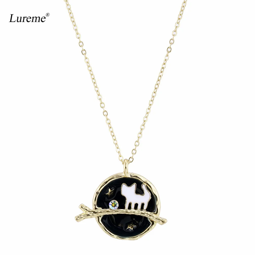 Lureme Lovely Universe Base with Tiny Cat Necklace для женщин и девушек-темно-синий (nl005745-1) | Украшения