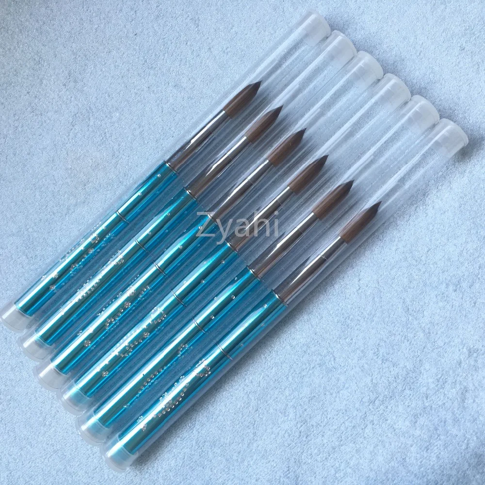 Round Sharp Metal Handle Nail Tool 10#12#14#16#18#20#22 Kolinsky Professional Diamond Painting Nail Acrylic Brush 1pcs