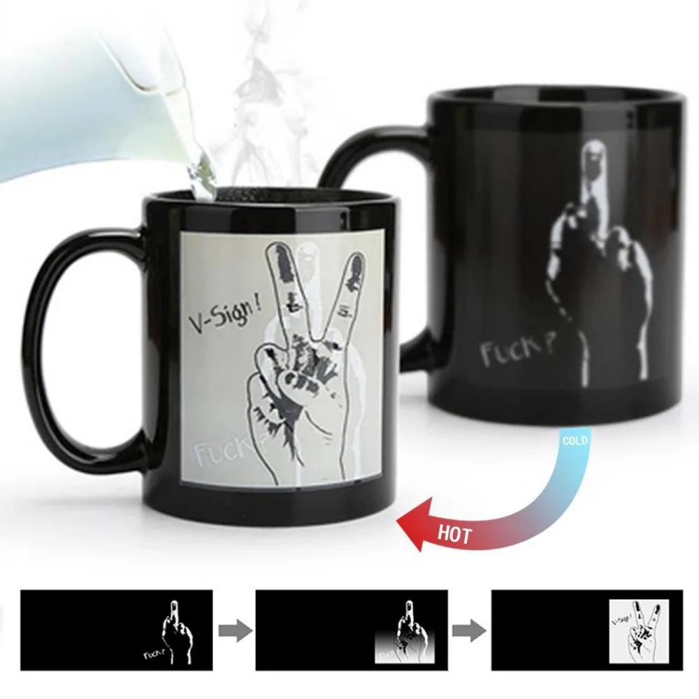 

Heat Changing Pattern Magic Coffee Mug Heat Sensitive Porcelain Tea Coffee Cup Xmas Funny Gifts 385ml Outdoor Water Cup