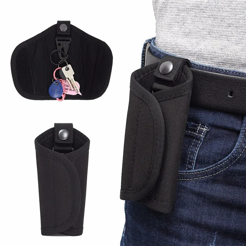 

Tactical Key Hoster Belt Pouch Outdoor Waterproof Men Military EDC Pouch Key Holder Carabiner Keychain Case Leather 600D Nylon