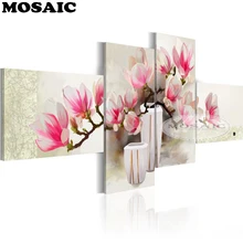 5D DIY Алмазная картина с магнолией ваза для цветов фото на заказ! Сделай свой собственный алмаз живопись полная дрель Стразы Вышивка 4 шт