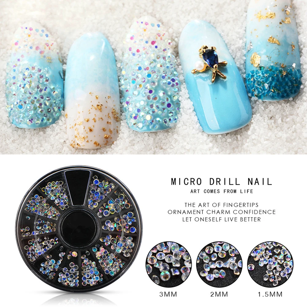 Mixed Size Glitter Rhinestone 3D Nail Art Tips DIY Manicure Decoration